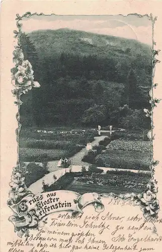 [Echtfotokarte schwarz/weiß] AK Niederorschel, Kleinbartloff, Kloster, Reifenstein, Eichsfeld, 1904 gelaufen,  mit Marke. 
