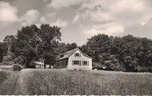 [Echtfotokarte schwarz/weiß] AK St.Johann, Bleichstetten, Naturfreundhaus, Rohrauer Hütte, Rutschenfelsen, Uracher Wasserfall, 1957 gelaufen, mit Marke. 