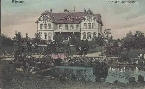 [Hand-Koloriert] AK Rheine, Kurhaus Gottesgabe, Saline, Teich, beschriftet, 1907 gelaufen. 