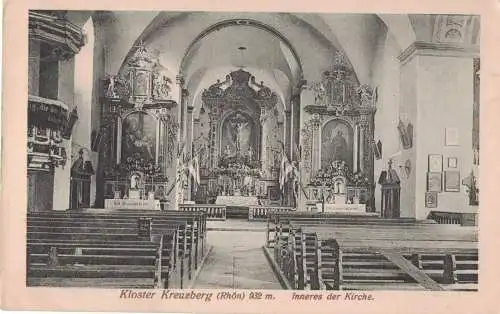[Echtfotokarte schwarz/weiß] AK Kloster Kreuzberg, Rhön, Klosterkreuzberg, Bischofsheim in der Rhön, Inneres der Kirche, unbeschriftet, ca. 1900-1920er Jahre, ungelaufen. 