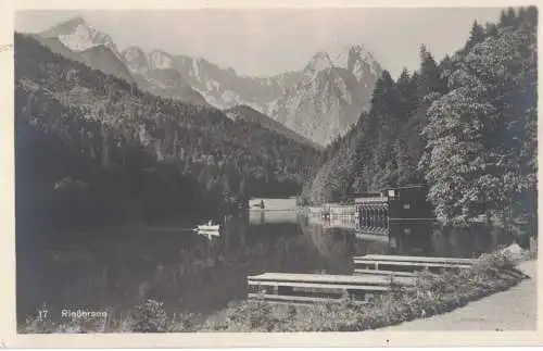 [Echtfotokarte schwarz/weiß] AK Rießersee, Garmisch-Partenkirchen, unbeschriftet, ca. 1900-1920er Jahre, ungelaufen. 