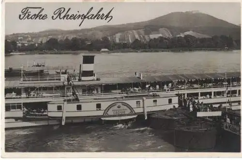 [Echtfotokarte schwarz/weiß] AK Köln-Düsseldorfer Rheinschiffahrt, Dampfschiff "Cecilie", Frohe Rheinfahrt, Sonderstempel Dampfschiff "Kaiser Wilhelm", beschriftet, 1935 gelaufen, mit Marke. 