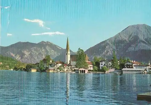 [Echtfotokarte farbig] AK Rottach-Egern, Tegernsee, Kirche, beschriftet, 1977 gelaufen mit Marke. 