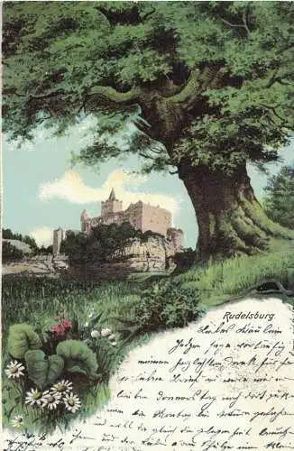 [Hand-Koloriert] AK Naumburg, Bad Kösen, Saaleck, Rudelsburg, 1904 beschriftet, gelaufen mit Marke. 