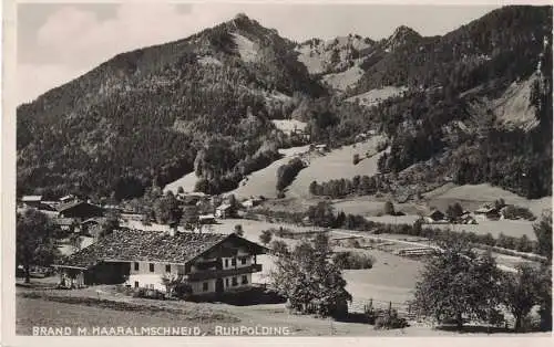 [Echtfotokarte schwarz/weiß] AK Ruhpolding, Brand, Haaralmschneid, 1938 gelaufen mit Marke. 