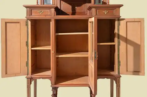 Luxus Antike Jugendstil Mahagoni Vertiko Kabinettschrank Vitrine von 1910