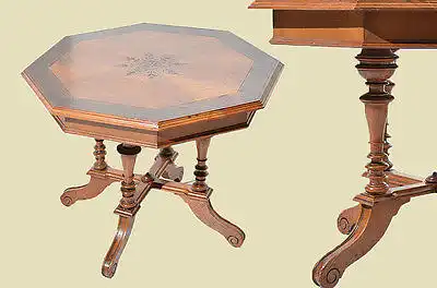 Antiker Gründerzeit Nußbaum Salontisch Esstisch Couchtisch Tisch 1880