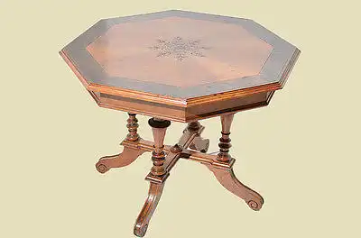Antiker Gründerzeit Nußbaum Salontisch Esstisch Couchtisch Tisch 1880