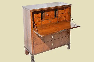 Antiker Biedermeier geflammte Birke Sekretär von 1850 3