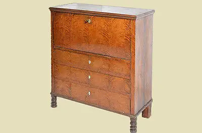 Antiker Biedermeier geflammte Birke Sekretär von 1850 4