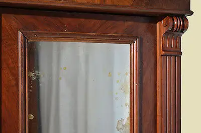 Antiker Gründerzeit Mahagoni Kleiderschrank mit Spiegel von 1880 9