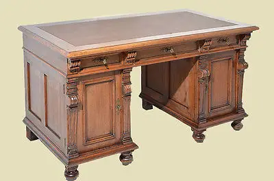 Schöner Antiker Gründerzeit Nußbaum Schreibtisch von 1880 1