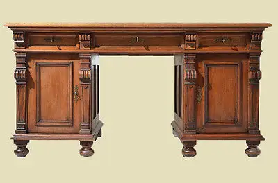 Schöner Antiker Gründerzeit Nußbaum Schreibtisch von 1880 2