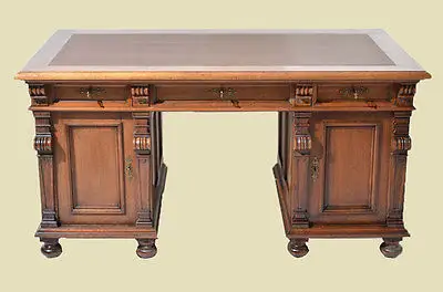 Schöner Antiker Gründerzeit Nußbaum Schreibtisch von 1880 3