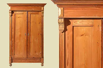 Antiker Gründerzeit Weichholz Kleiderschrank von 1880 0