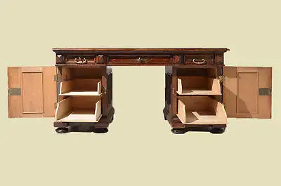Schöner Großer Antiker Gründerzeit Nußbaum Schreibtisch von 1880
