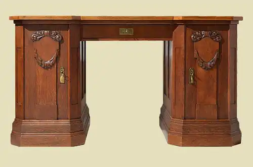 Schöner Antiker Jugendstil Eiche Schreibtisch restauriert von 1920