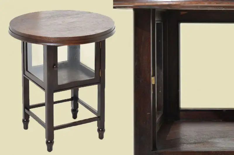 Antiker Art Deco Messing Rauchtisch Teetisch mit Vitrine von 1910 0
