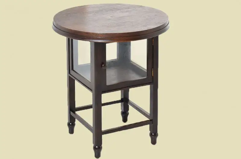 Antiker Art Deco Messing Rauchtisch Teetisch mit Vitrine von 1910 2