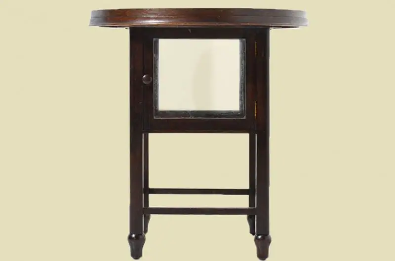 Antiker Art Deco Messing Rauchtisch Teetisch mit Vitrine von 1910 3