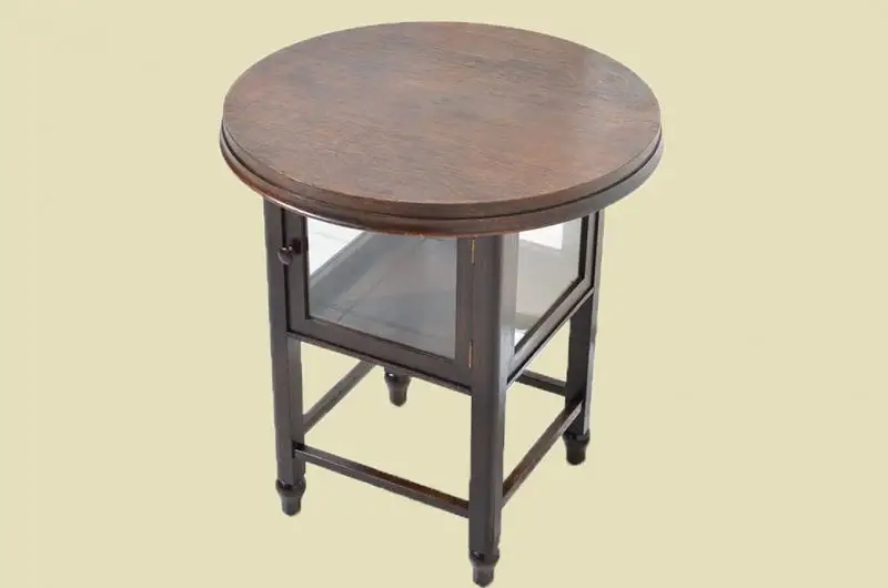 Antiker Art Deco Messing Rauchtisch Teetisch mit Vitrine von 1910 4