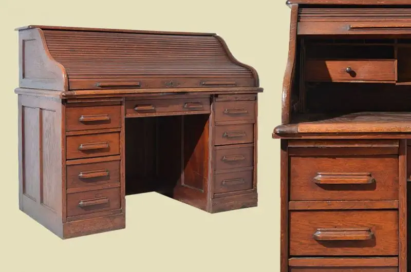 Antik Art Deco Schreibtisch Rollsekretär Rolladensekretär von 1920 0