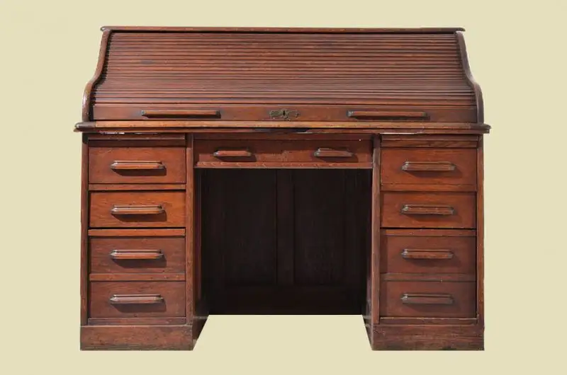 Antik Art Deco Schreibtisch Rollsekretär Rolladensekretär von 1920 2