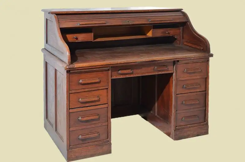 Antik Art Deco Schreibtisch Rollsekretär Rolladensekretär von 1920 4