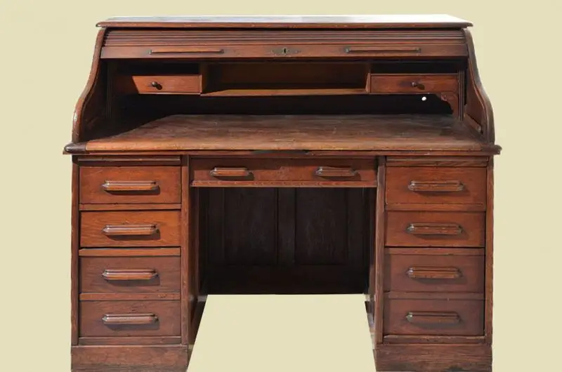 Antik Art Deco Schreibtisch Rollsekretär Rolladensekretär von 1920 5