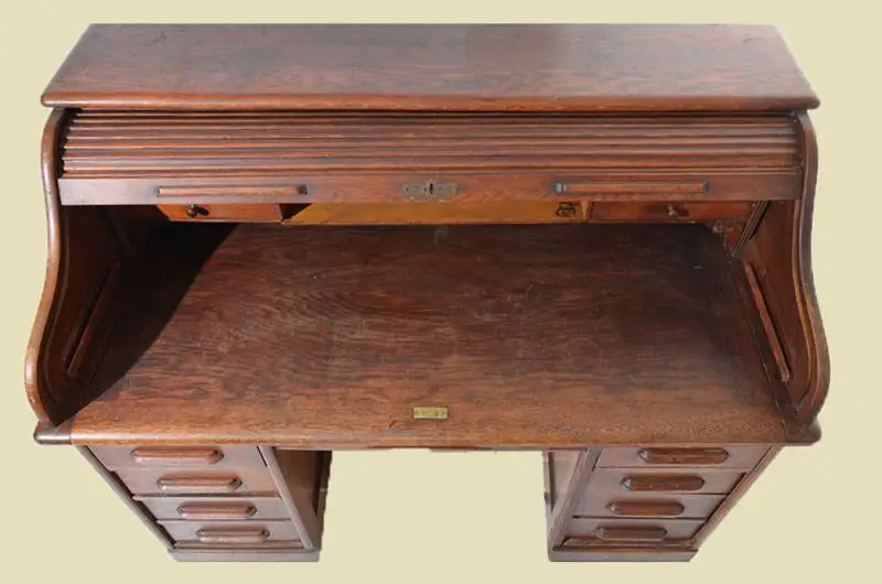 Antik Art Deco Schreibtisch Rollsekretär Rolladensekretär von 1920 6