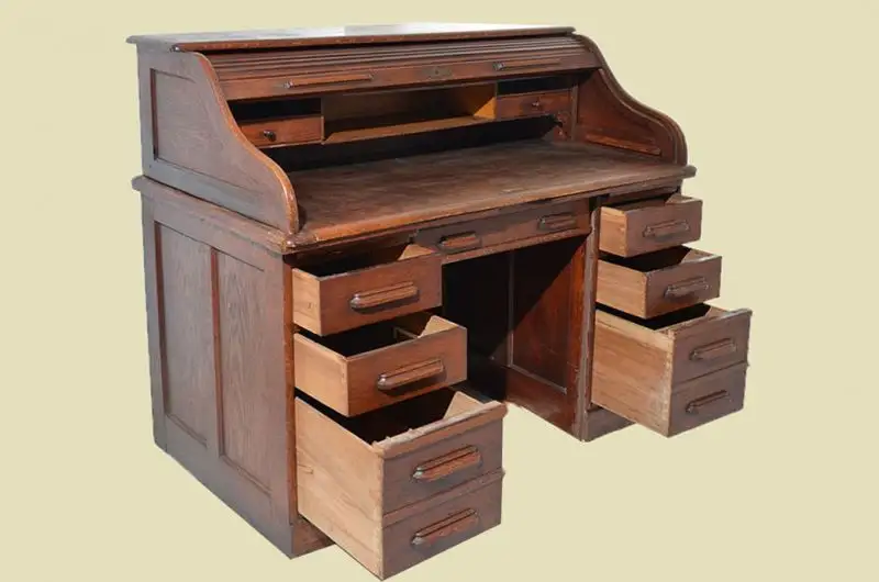 Antik Art Deco Schreibtisch Rollsekretär Rolladensekretär von 1920 7
