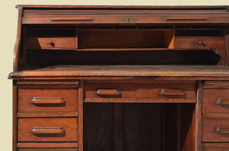 Antik Art Deco Schreibtisch Rollsekretär Rolladensekretär von 1920 8