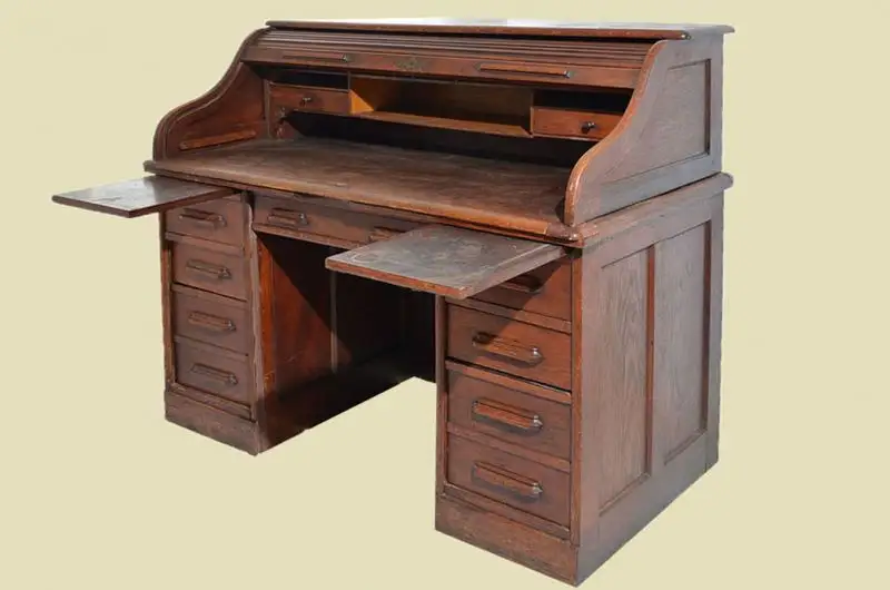 Antik Art Deco Schreibtisch Rollsekretär Rolladensekretär von 1920 9