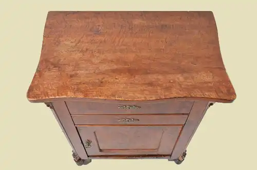 Kleine Antike Louis Philippe Birke Halbschrank Kommode von 1870