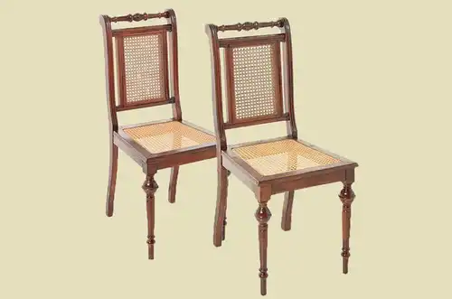 2x Antik Erneuerte Gründerzeit Walzenstühle Walzenstuhl Stühle von 1880