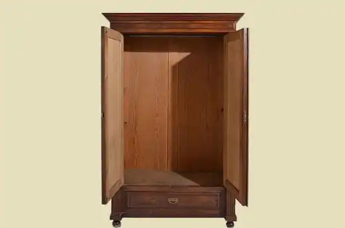 Antiker Gründerzeit Kleiderschrank Säulen & Schublade von 1880