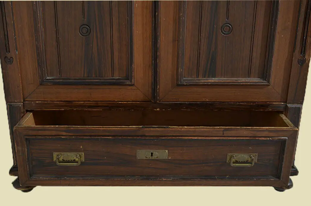 Antik Jugendstil Kleiderschrank Schrank mit Krone & Schublade von 1920 10