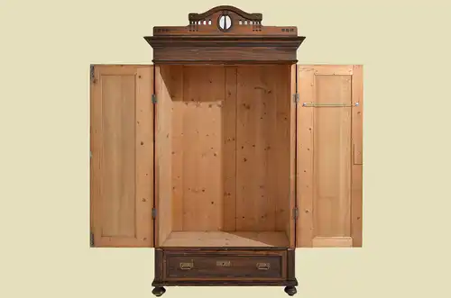 Antik Jugendstil Kleiderschrank Schrank mit Krone & Schublade von 1920