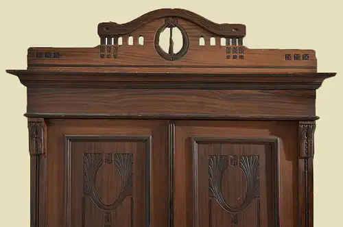 Antik Jugendstil Kleiderschrank Schrank mit Krone & Schublade von 1920