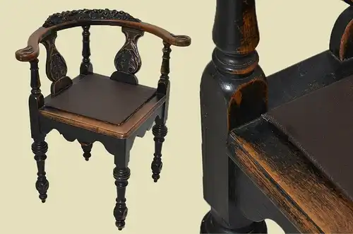 Antiker Gründerzeit Kapitänsstuhl Eckstuhl Schreibtisch Bürostuhl von 1880