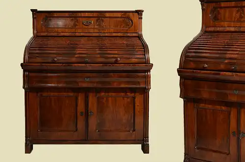 Antiker Mahagoni Schreibtisch Rolladen Sekretär von 1860