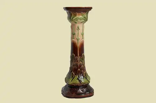 Antike Jugendstil Sarreguemines Blumen Ständer Säule von 1920