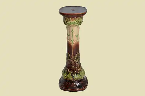 Antike Jugendstil Sarreguemines Blumen Ständer Säule von 1920