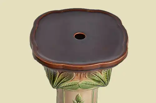 Antike Jugendstil Sarreguemines Blumen Ständer Säule von 1920