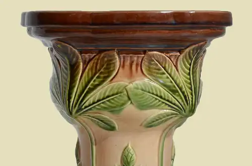Antike Jugendstil Sarreguemines Blumen Ständer Säule von 1920