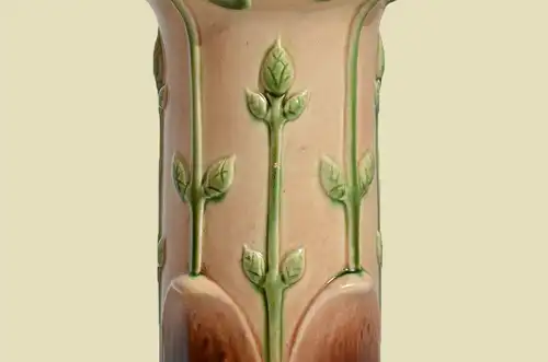 Antike Jugendstil Sarreguemines Blumen Ständer Säule von 1920