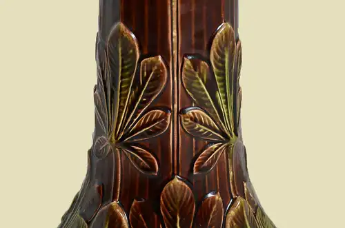 Antike Jugendstil Sarreguemines Blumen Ständer Säule von 1920