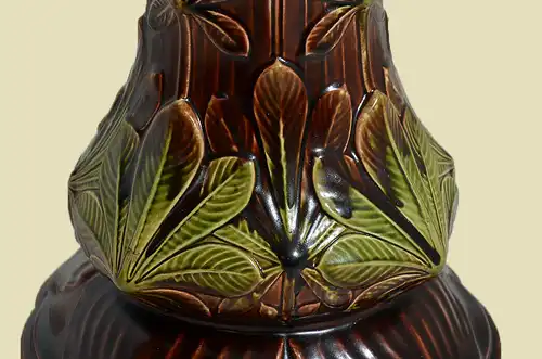 Antike Jugendstil Sarreguemines Blumen Ständer Säule von 1920