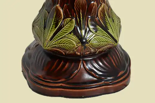 Antike Jugendstil Sarreguemines Blumen Ständer Säule von 1920