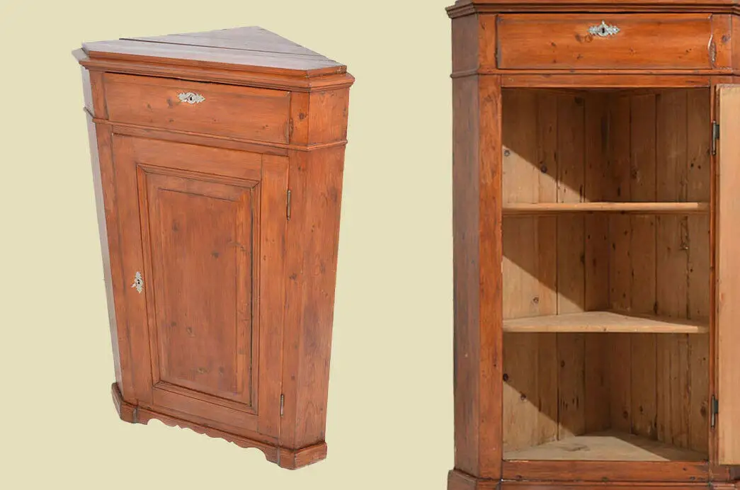 Antiker Biedermeier Schrank Kommode Vertiko Eckschrank von 1820 0